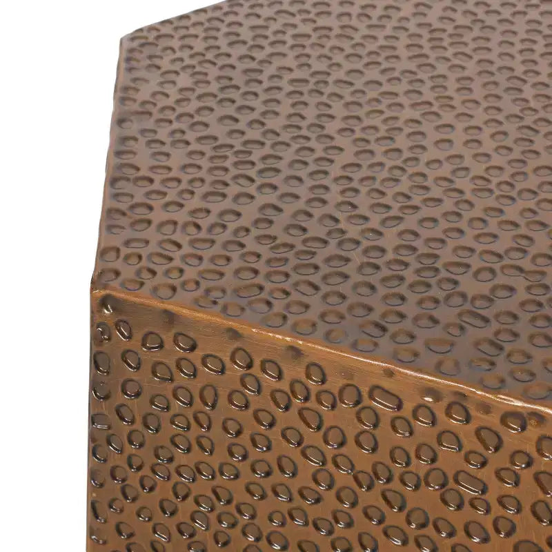 Tavolino Moderno Geometrico Anticato Spazzolato in Ferro Martellato Bronzo - Nessun Assemblaggio, Resistente a Macchie e Graffi
