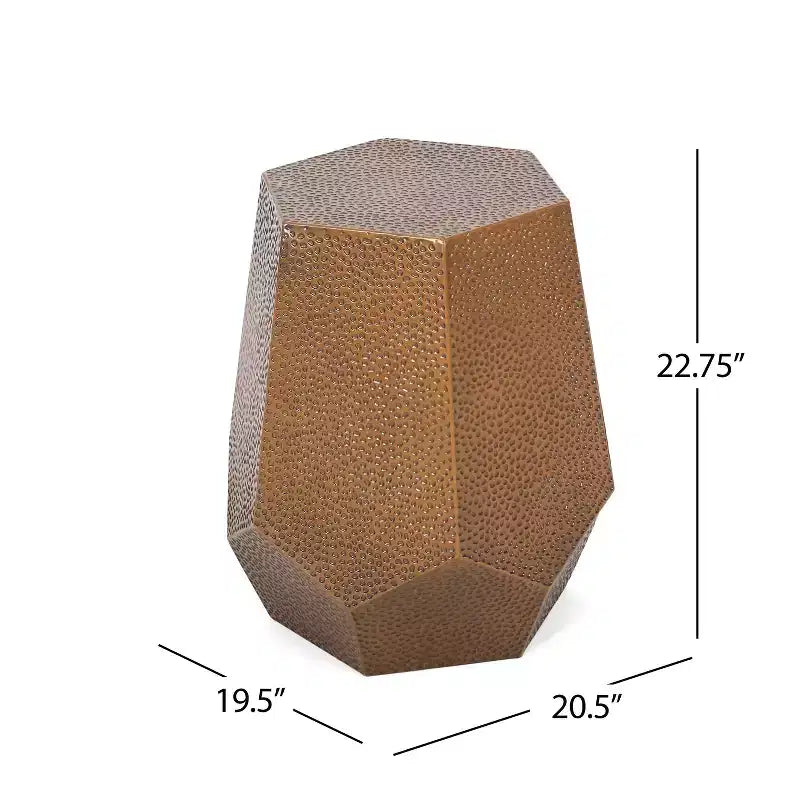 Tavolino Moderno Geometrico Anticato Spazzolato in Ferro Martellato Bronzo - Nessun Assemblaggio, Resistente a Macchie e Graffi