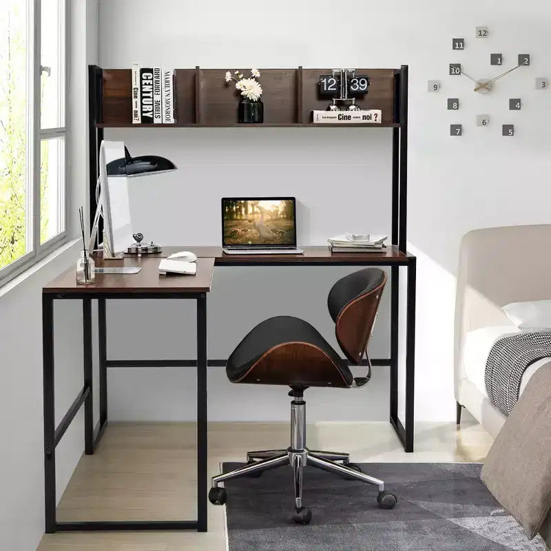 Scrivania angolare a L da 55'' per computer e lavoro, con ripiano superiore