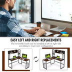 Scrivania angolare a L da 55'' per computer e lavoro, con ripiano superiore