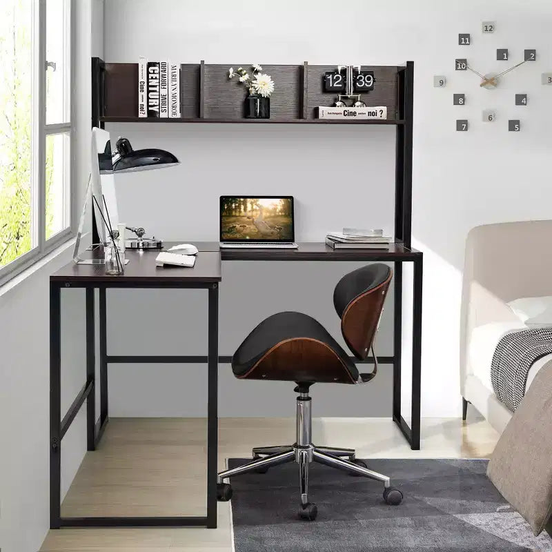 Scrivania angolare a L da 55'' per computer e lavoro, con ripiano superiore