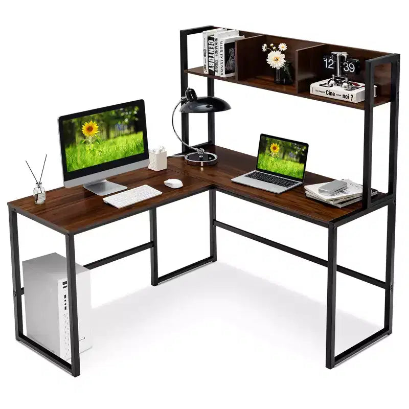 Scrivania angolare a L da 55'' per computer e lavoro, con ripiano superiore