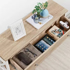 Consolle Vintage in Legno con 1 Cassetto e 2 Ripiani a Giorno