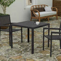 Tavolo da pranzo quadrato per patio, per 4 persone, da interno/esterno, per tutte le stagioni, con struttura in acciaio e piano a doghe in poly resina - Nero
