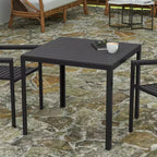 Tavolo da pranzo quadrato per patio, per 4 persone, da interno/esterno, per tutte le stagioni, con struttura in acciaio e piano a doghe in poly resina - Nero