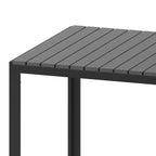 Tavolo da pranzo quadrato per patio, per 4 persone, da interno/esterno, per tutte le stagioni, con struttura in acciaio e piano a doghe in poly resina - Nero