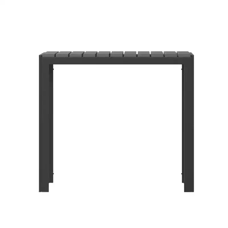 Tavolo da pranzo quadrato per patio, per 4 persone, da interno/esterno, per tutte le stagioni, con struttura in acciaio e piano a doghe in poly resina - Nero