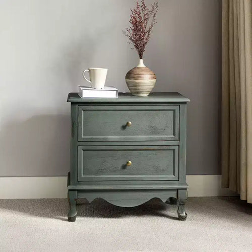 Galatea 24 Tall 2 - Drawer end table with Two Drawers and Charging Station| KARAT HOME