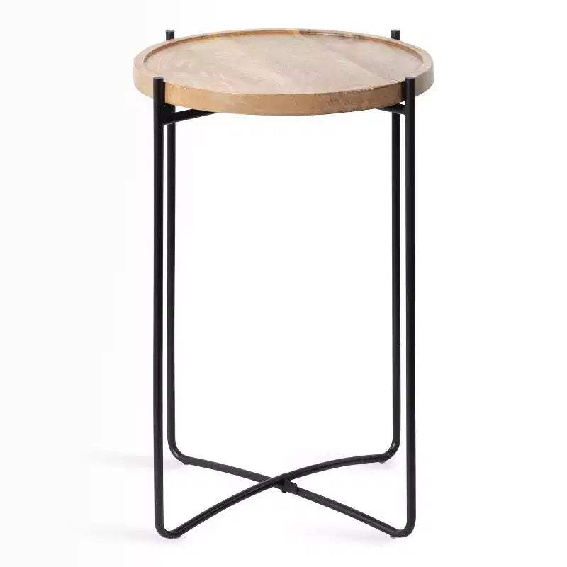 Tavolino rotondo in metallo, 16x16x25, naturale e nero