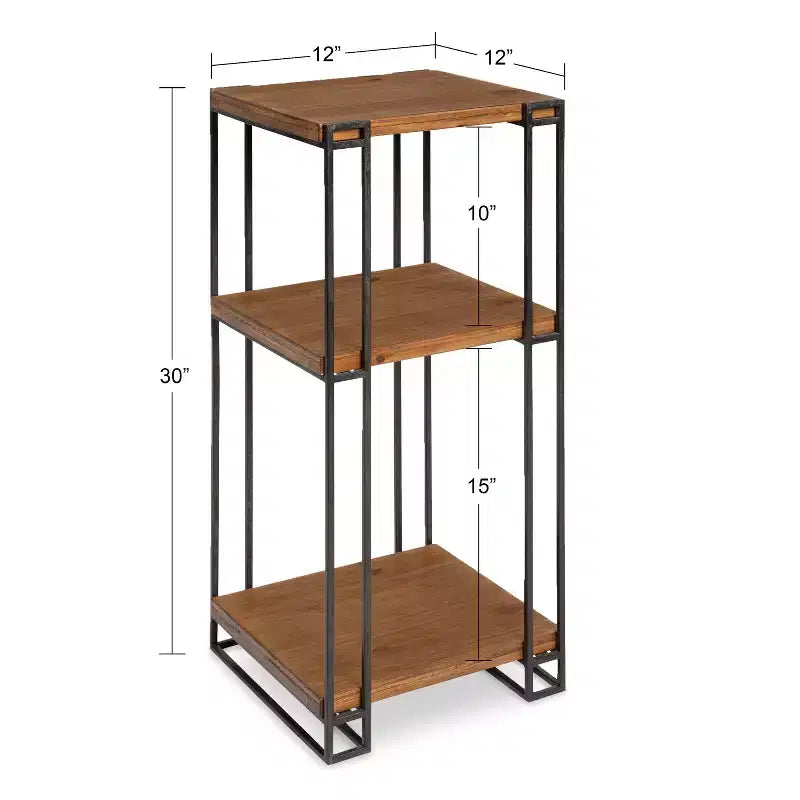 Tavolino da tè quadrato in legno, 12x12x30, Marrone