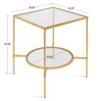 Tavolino quadrato in metallo, 18.25x18.25x23.25, Oro