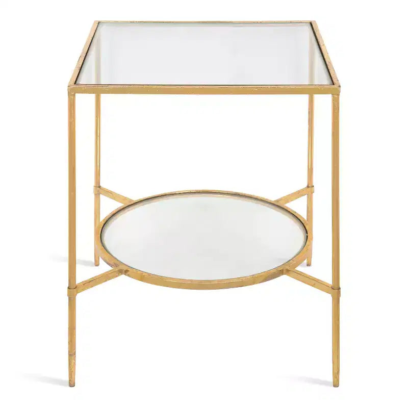 Tavolino quadrato in metallo, 18.25x18.25x23.25, Oro