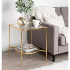 Tavolino quadrato in metallo, 18.25x18.25x23.25, Oro