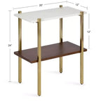 Tavolino Rettangolare in Legno, 20x12x24, Bianco e Noce