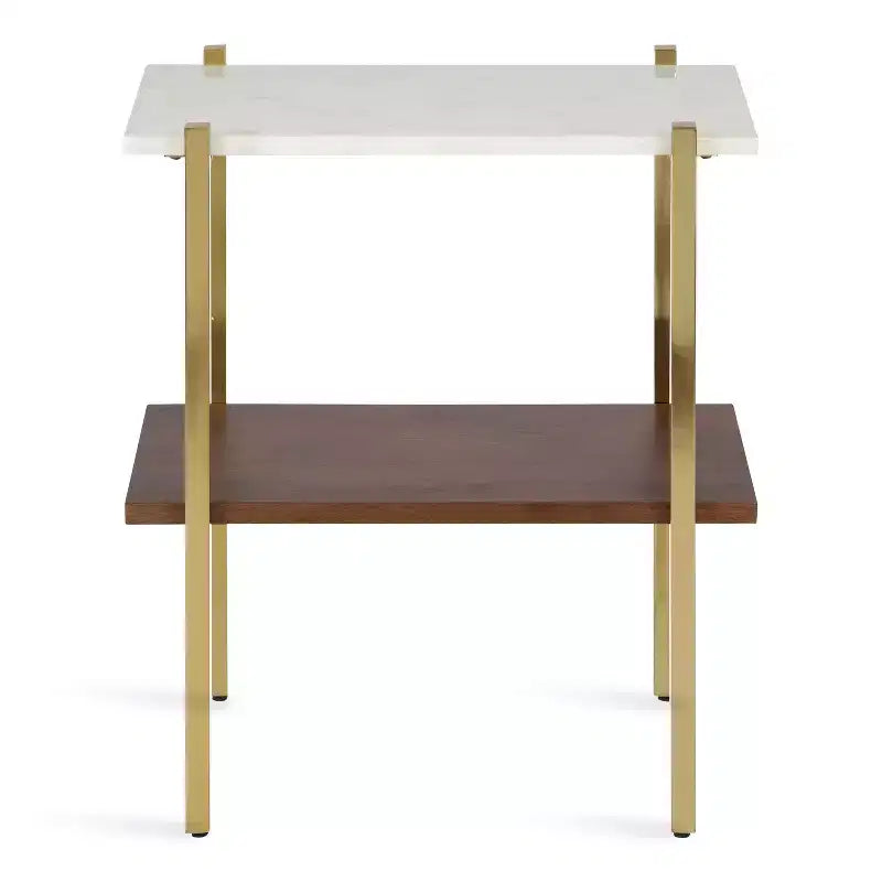 Tavolino Rettangolare in Legno, 20x12x24, Bianco e Noce