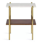 Tavolino Rettangolare in Legno, 20x12x24, Bianco e Noce